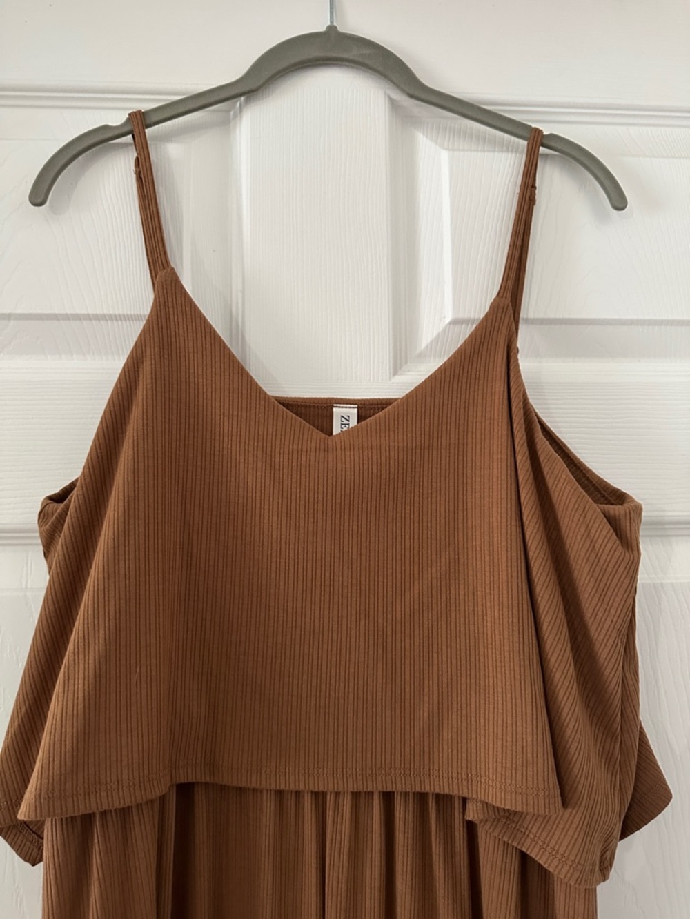 Rust Wide-Leg Ribbed Jumpsuit - Picture 5 of 7